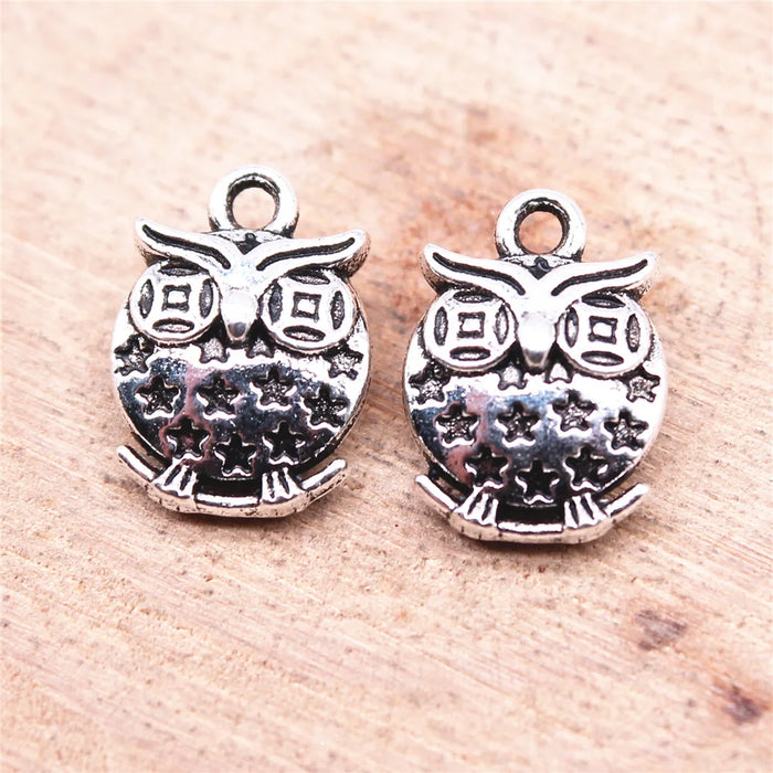 13x9mm 1.1g Antique Silver Zinc Alloy Owl Cat Charm Pendant for DIY Necklace Bracelet Jewelry Making
