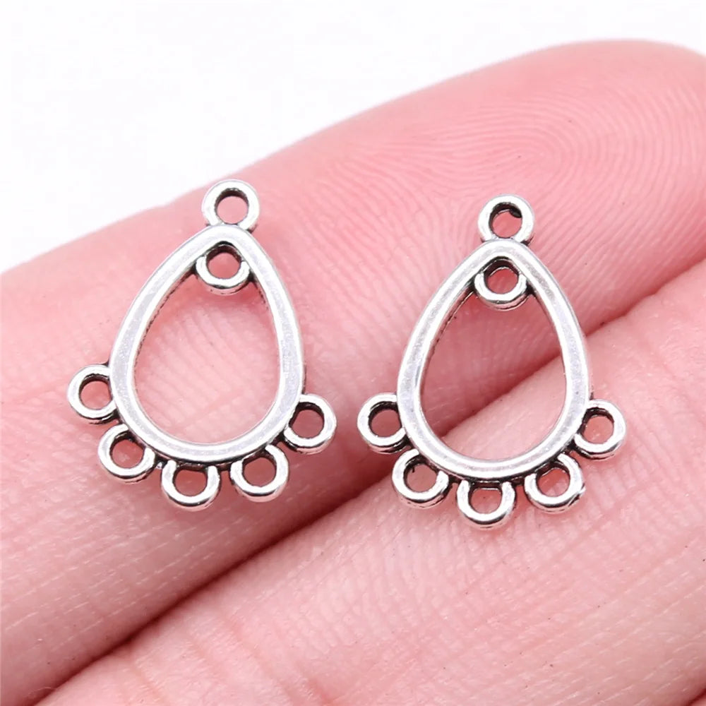 16x12mm 0.46g Multi Color Zinc Alloy Waterdrop Teardrop Earring Connector Charms for DIY Earring Making