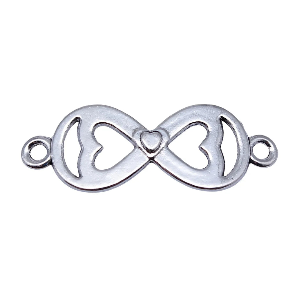 36x13mm 1.9g Antique Silver Zinc Alloy Heart Infinity Connector Charm for Bracelet Jewelry Making