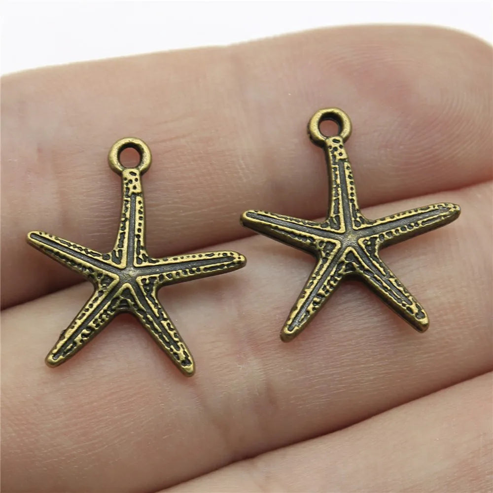 20x18mm 1.2g Multicolor Zinc Alloy Starfish Charm Pendant for Ocean Theme Jewelry Making