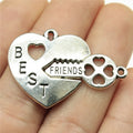 36x25mm 5g Zinc Alloy Best Friend Heart Charm Pendant for DIY Keychain Bracelet Making