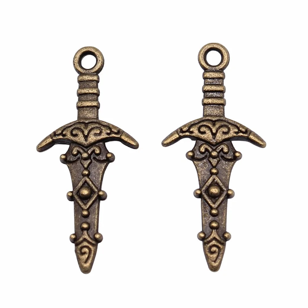 28x13mm 1g Antique Bronze Zinc Alloy Knife Charm Pendant for DIY Necklace Bracelet Jewelry Making