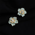 18K Gold Plated Copper Enamel Flower Clip On Drop Earrings No Piercing Sweet Jewelry