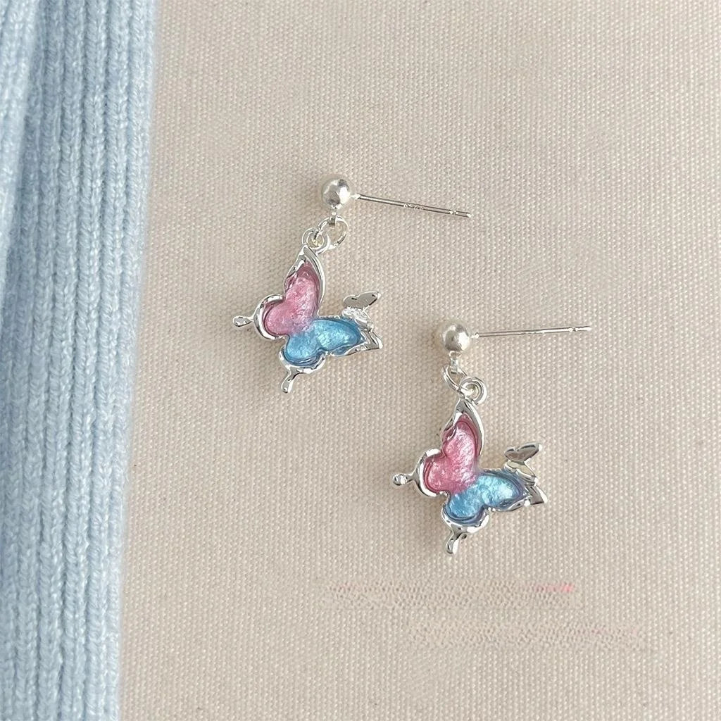Sweet Summer Vacation Style Copper Butterfly Drop Earrings Posts