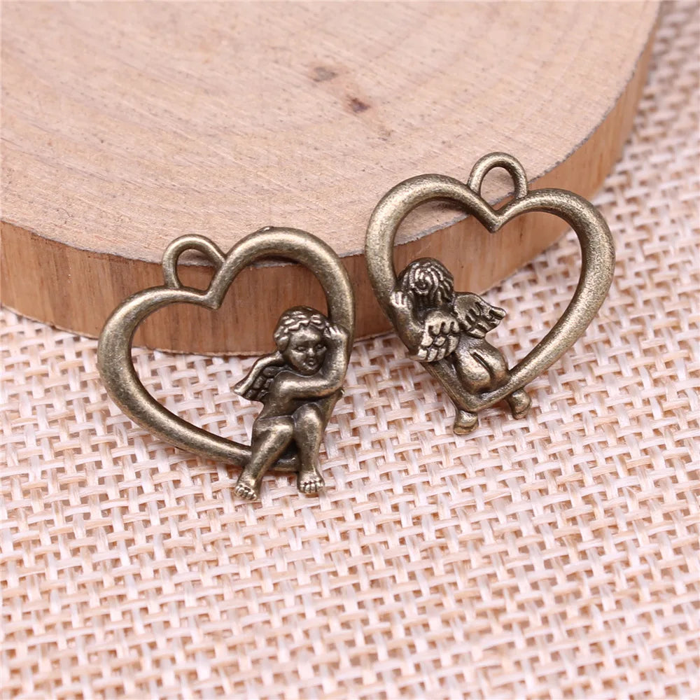 20x17mm 1.5g Multicolor Zinc Alloy Heart Angel Charm Pendant for DIY Bracelet Necklace Making