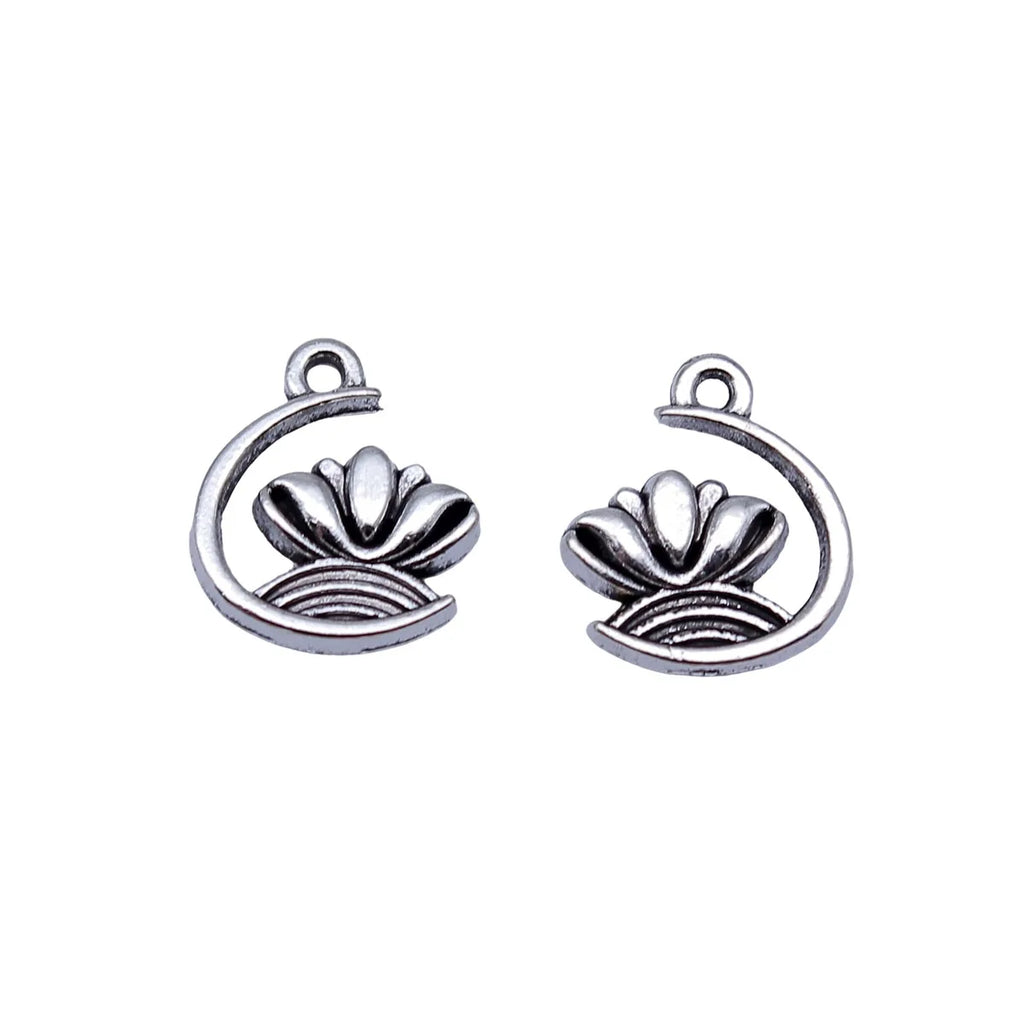 13x11mm 0.86g Antique Silver Zinc Alloy Lotus Charm Pendant for DIY Necklace Bracelet Jewelry Making