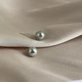 Light Luxury Cool Gray Glass Pearl Geometric Round Stud Earrings With Silver Plated Pins