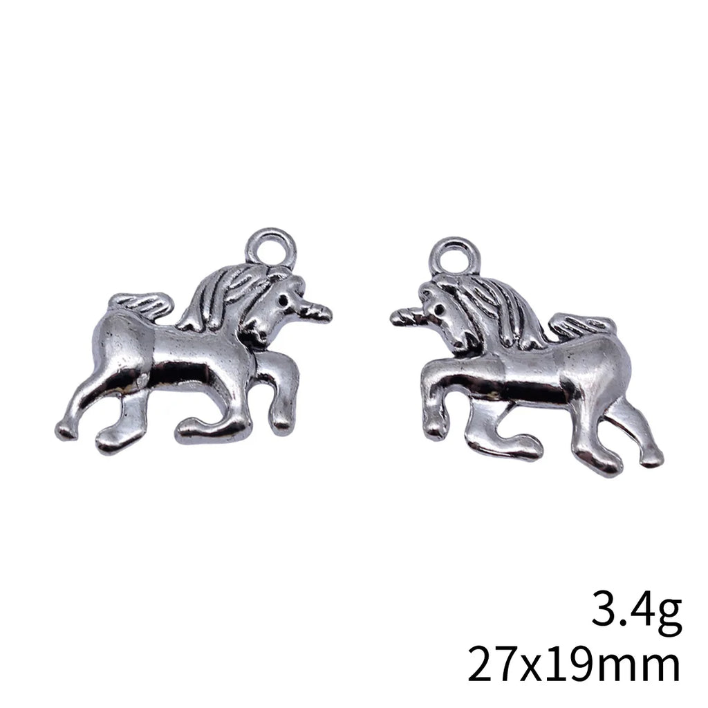 27x19mm 3.4g Antique Silver Tone Zinc Alloy Unicorn Charm Pendant for Necklace Bracelet DIY Jewelry