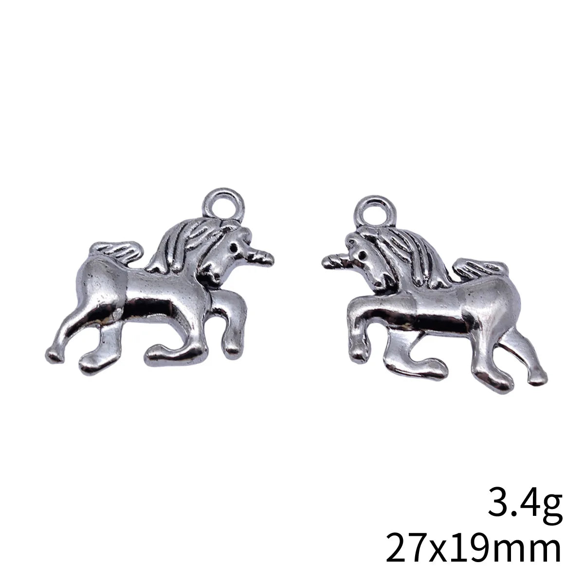 27x19mm 3.4g Antique Silver Tone Zinc Alloy Unicorn Charm Pendant for Necklace Bracelet DIY Jewelry