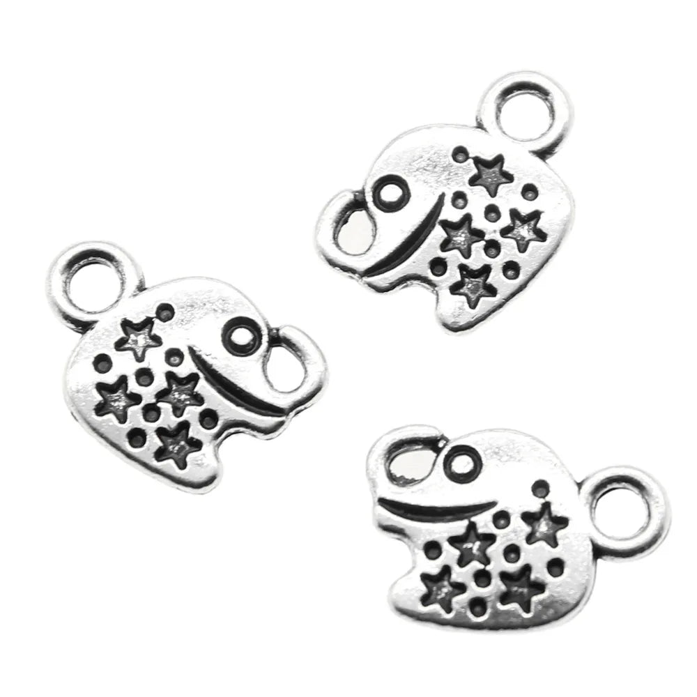 12x9mm 0.5g Antique Silver Zinc Alloy Elephant Charm Pendant for DIY Necklace Bracelet Jewelry Making