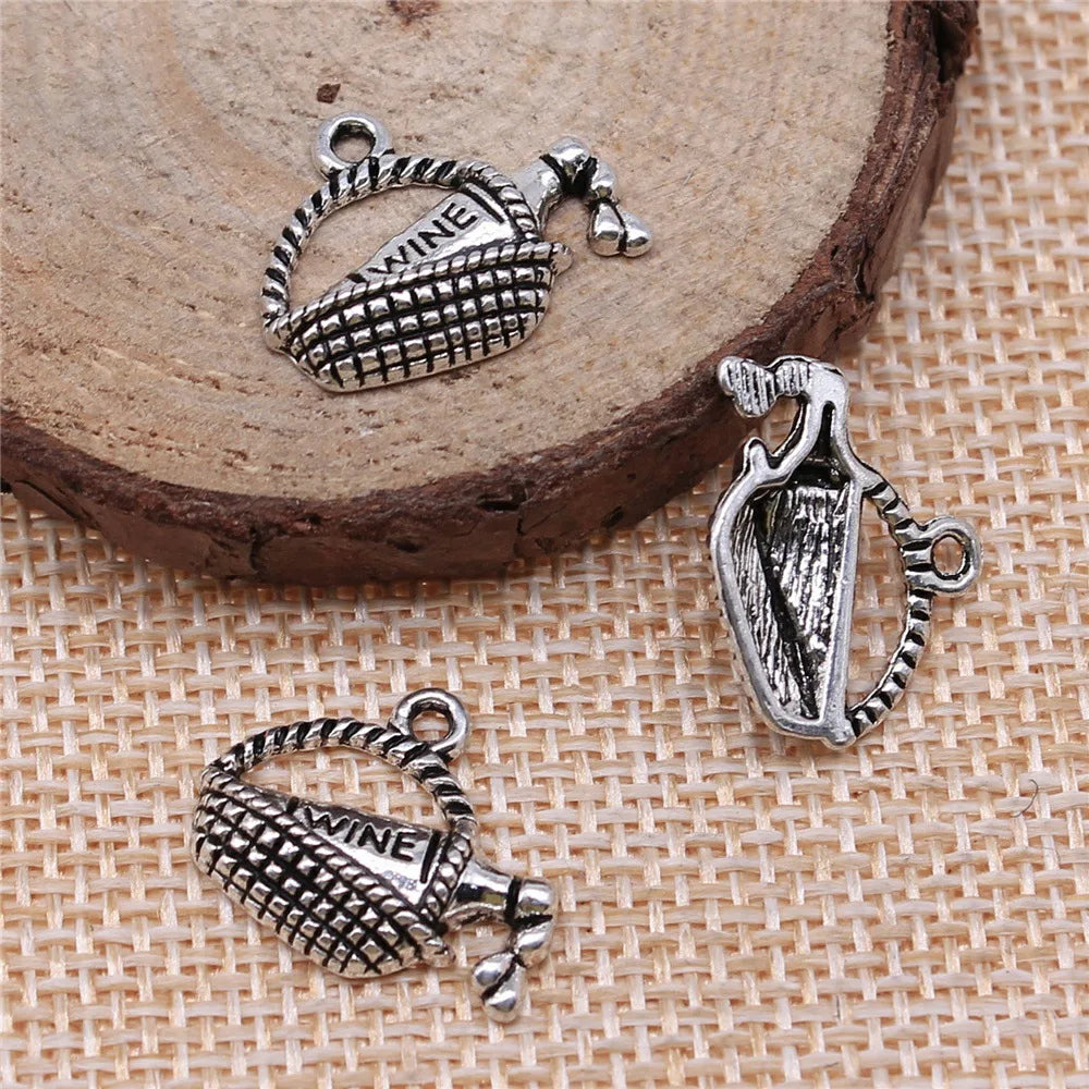 19x15mm 1.3g Antique Silver Zinc Alloy Wine Basket Charm Pendant for DIY Necklace Jewelry Making