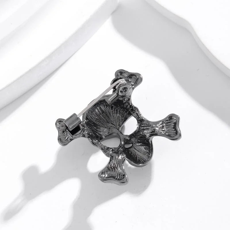 Vintage Punk Skull Crossbones Rhinestone Alloy Brooch, Halloween Lapel Pin And Suit Accessory Gift
