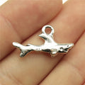 25x12mm 1.9g Antique Silver Zinc Alloy Shark Charm Pendant for DIY Ocean Theme Jewelry Making