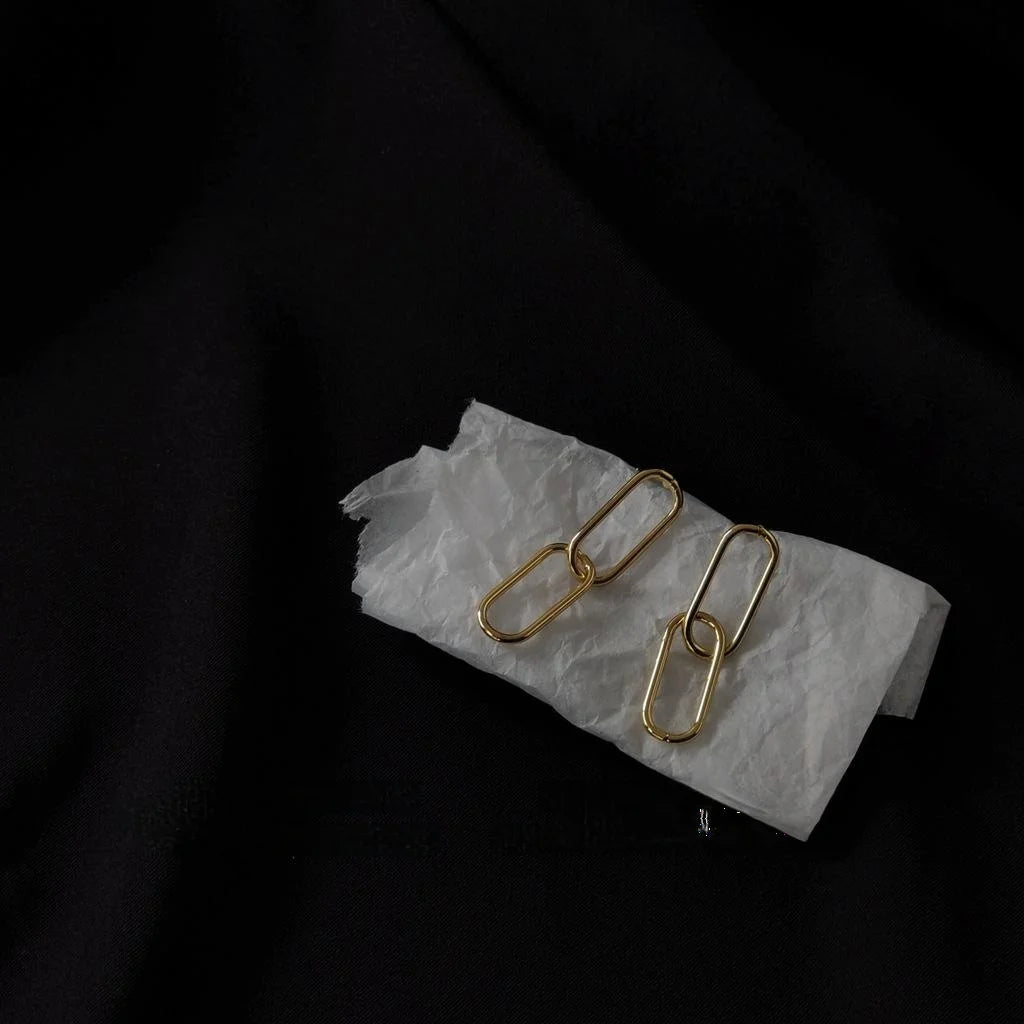 14K Gold Plated Copper Geometric Hoop Drop Earrings For Women Minimalist Lightweight