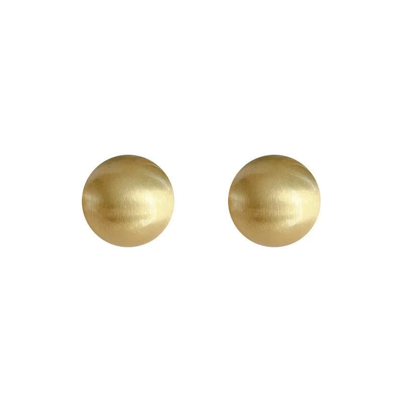 14K Plated Copper Round Stud Earrings With Brushed Finish Fashion Jewelry