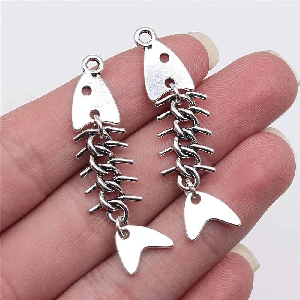 46x11mm 2.7g Multicolor zinc alloy Fish Bone charm pendant for necklace bracelet DIY jewelry making