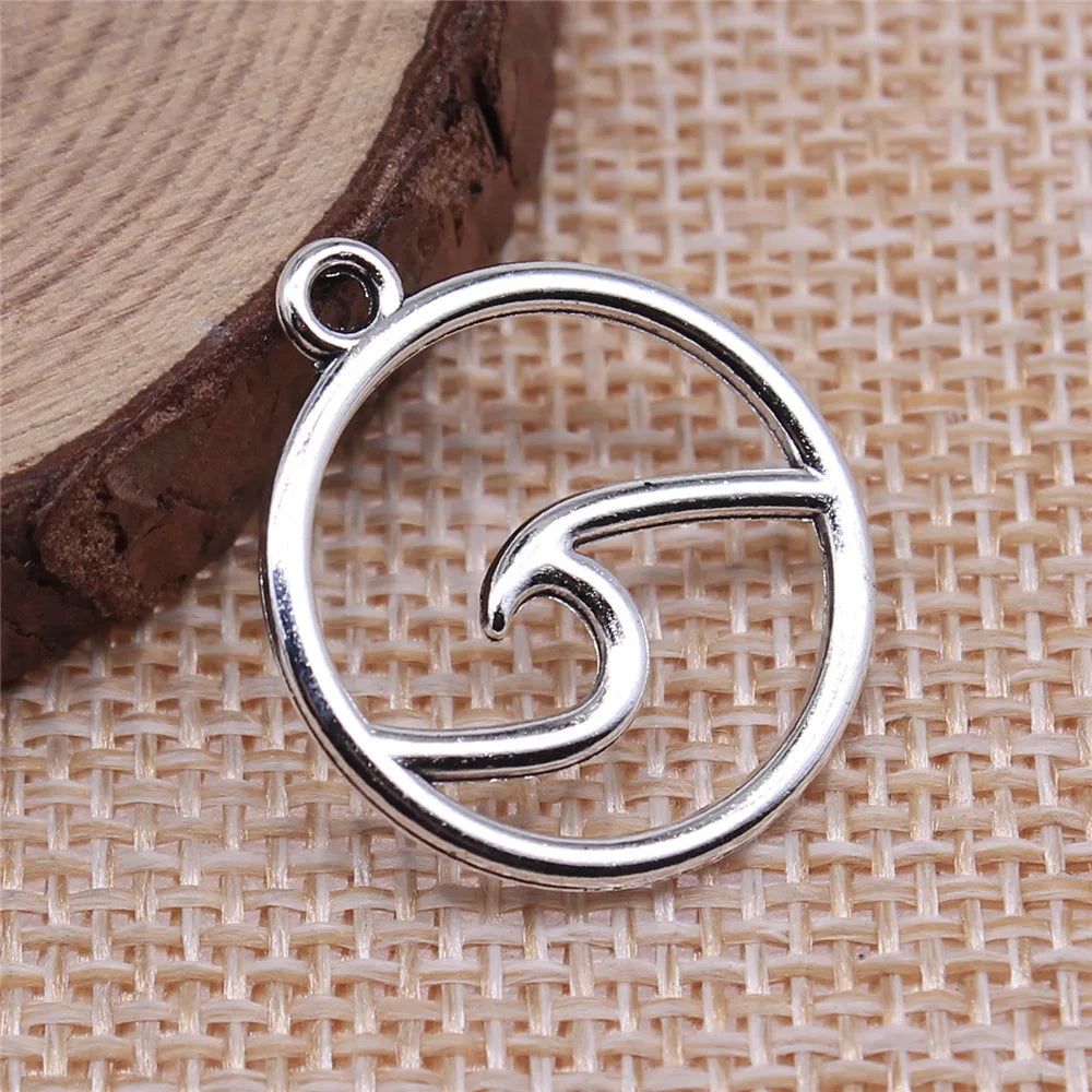 20x20mm 1.1g Multicolor Zinc Alloy Ocean Wave Charm Pendant for DIY Necklace Bracelet Jewelry Making