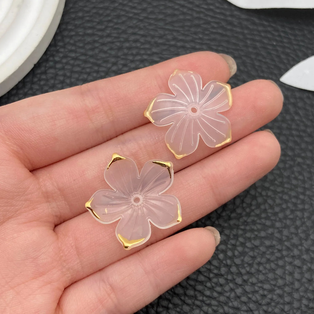 Gradient Acrylic Sakura Five Petal Flower Loose Beads for DIY Hairpin Jewelry Making