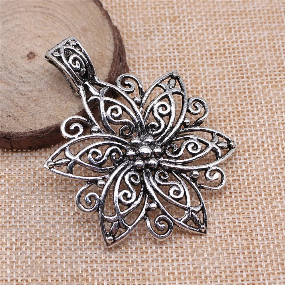 66x47mm 10.5g Multicolor Zinc Alloy Large Flower Charm Pendant for DIY Necklace Jewelry Making