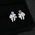 Sweet Cool Bow Geometric Zircon Copper Drop Earrings Designer Jewelry