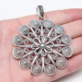 75x61mm 16.2g Antique Silver Zinc Alloy Mandala Pattern Charm Pendant for DIY Necklace Making