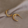 Vintage Style Copper Twisted Arc Stud Earrings, Matte Geometric Metal Earrings For Women
