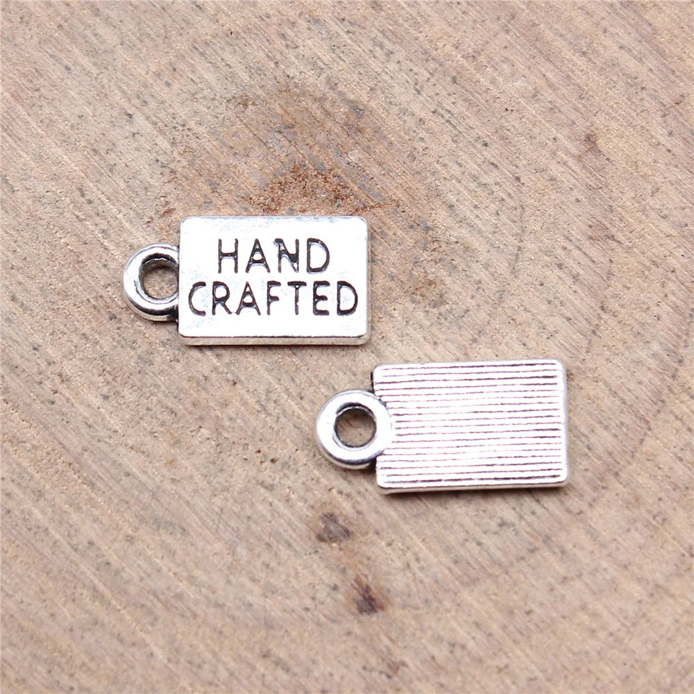 12x6mm 0.6g Antique Gold Zinc Alloy HAND CRAFTED Word Letter Charm Pendant for DIY Handmade Jewelry