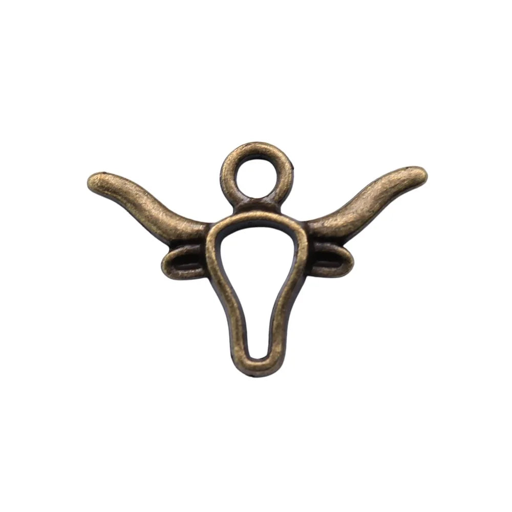 22x15mm 0.7g Multicolor Zinc Alloy Bull Head Charm Pendant for DIY Western Jewelry Making