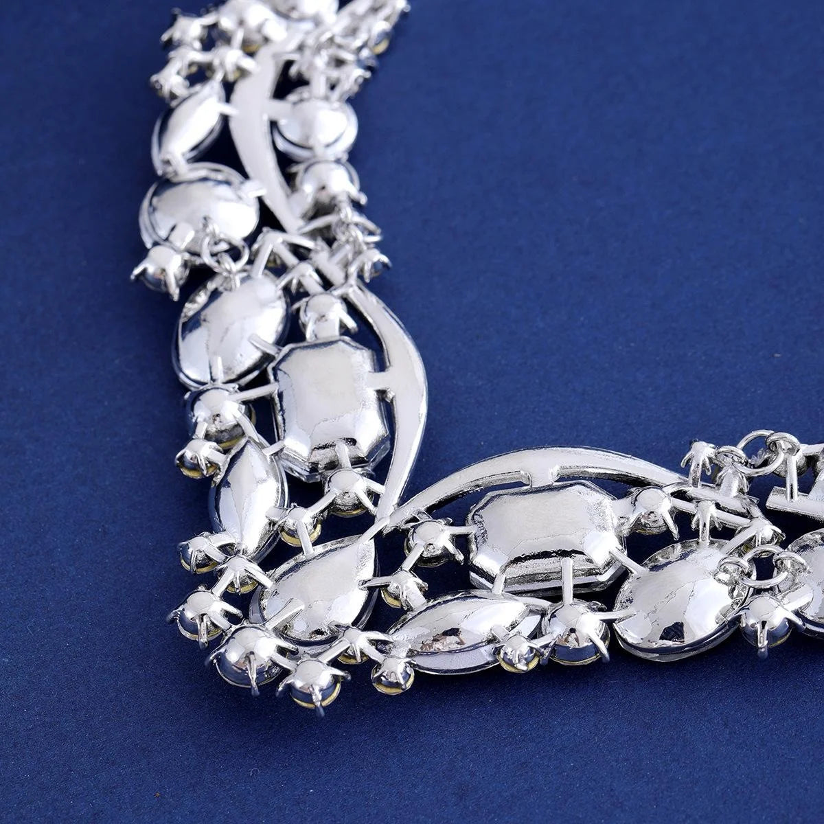 Luxury Emerald Green Crystal Rhinestone Statement Necklace Earrings Jewelry Set For Banquet Party