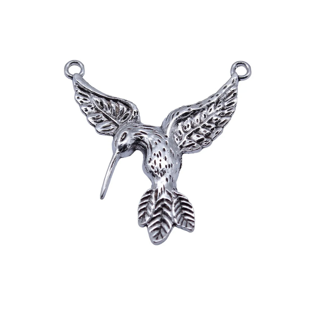 42x38mm 4.2g Antique Silver Zinc Alloy Hummingbird Bird Charm Pendant for DIY Necklace Bracelet Jewelry