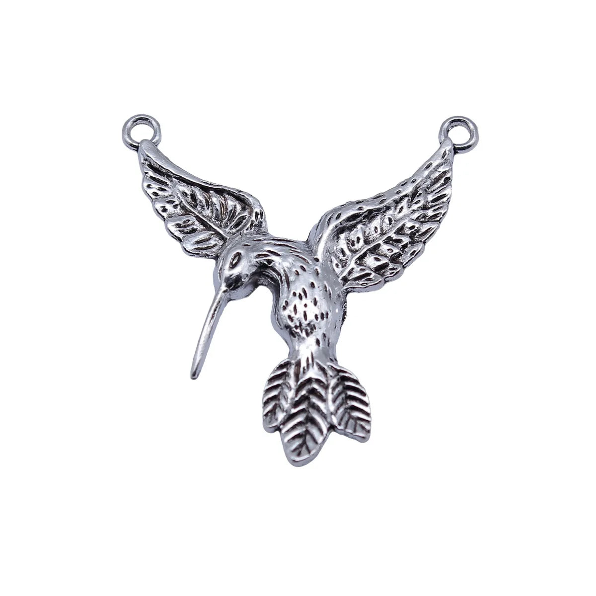 42x38mm 4.2g Antique Silver Zinc Alloy Hummingbird Bird Charm Pendant for DIY Necklace Bracelet Jewelry