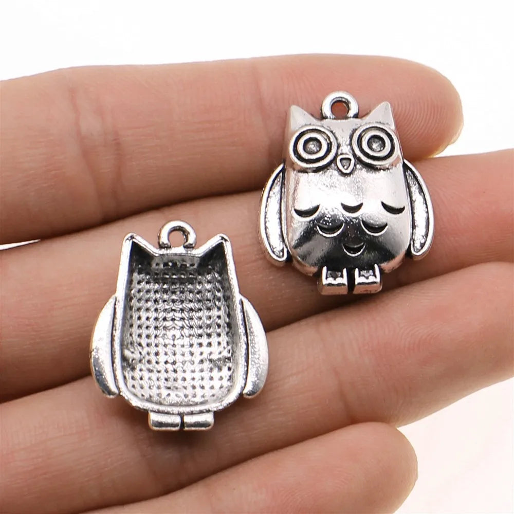 21x25mm 3.3g Zinc Alloy Owl Cat Charm Pendant for DIY Necklace Bracelet Jewelry Making