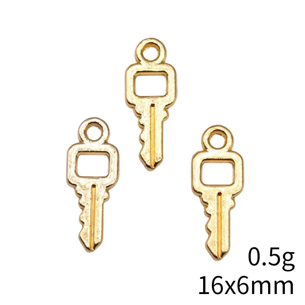 16x6mm 0.5g Multicolor Zinc Alloy Key Charm Pendant for DIY Necklace Bracelet Making