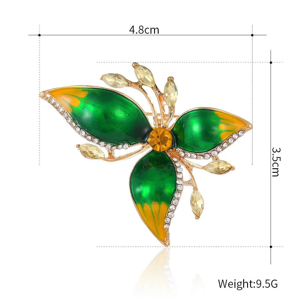 Elegant Bougainvillea Flower Enamel Rhinestone Brooch, Pink Alloy Lapel Pin Corsage Gift For Women