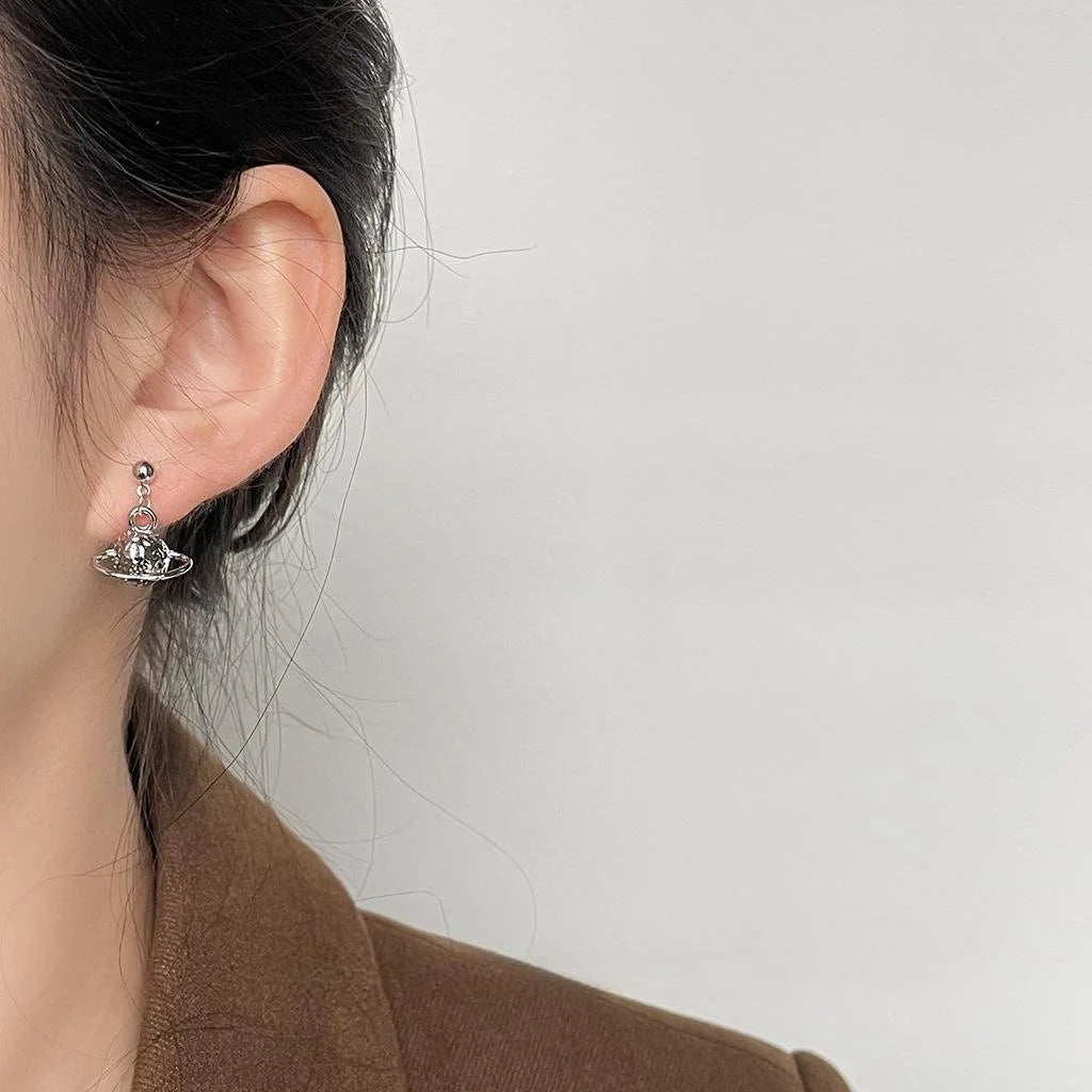 Minimalist Copper Planet Stud Earrings For Women Geometric Fashion