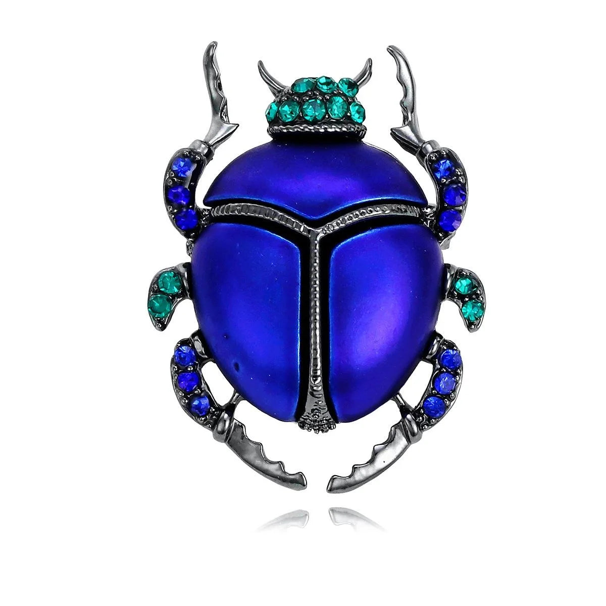 Vintage Green Enamel Beetle Brooch With Rhinestone Alloy Insect Lapel Pin For Suit Accessory Gift
