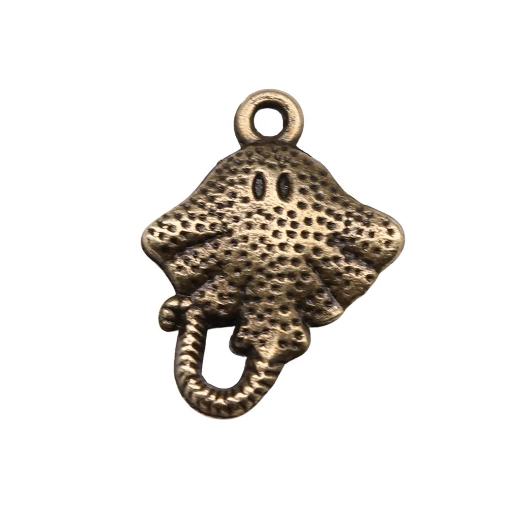 20x13mm 1.2g Multicolor Zinc Alloy Fan Shaped Fish Charm Pendant for DIY Ocean Jewelry Making