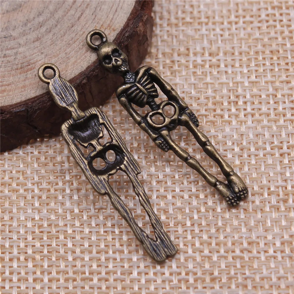 38x7mm 1.6g Multi Color Zinc Alloy Skull Charm Pendant for DIY Gothic Necklace Bracelet Jewelry Making