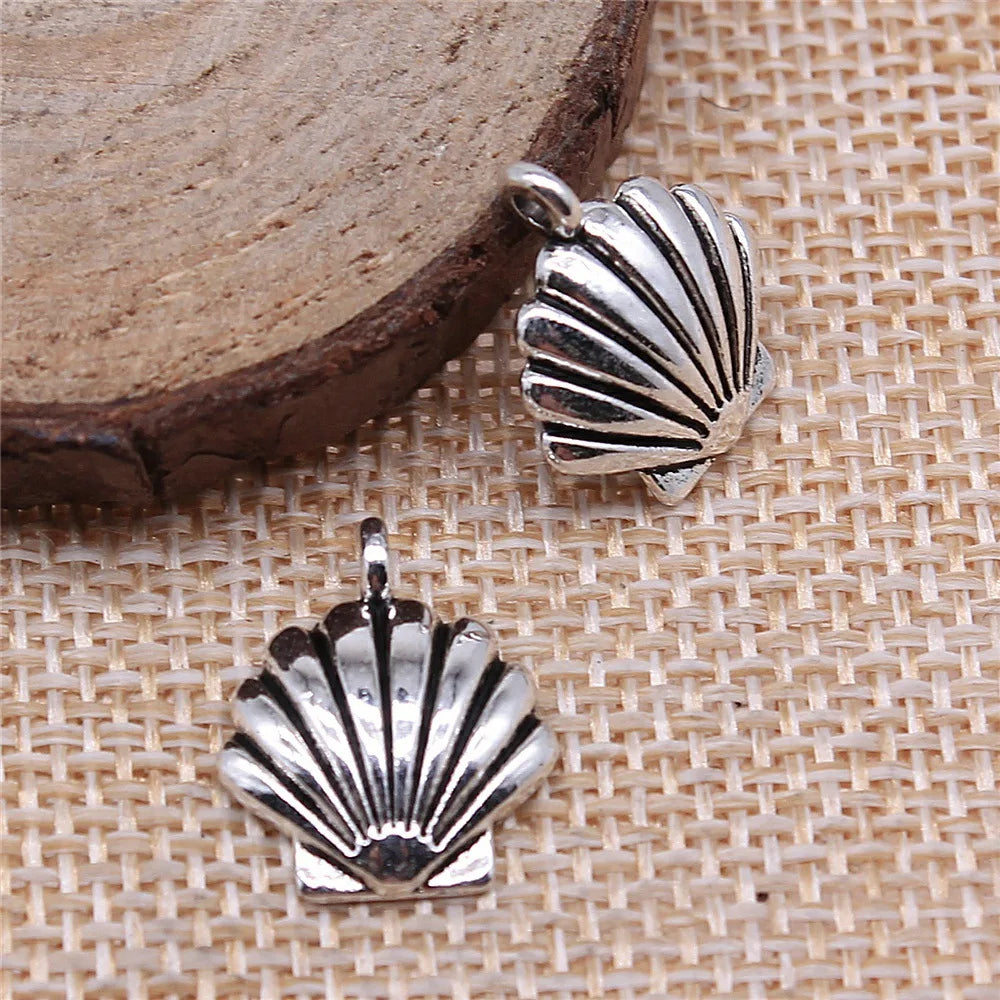 14x17mm 0.9g Antique Silver Zinc Alloy Shell Charm Pendant for DIY Bracelet Necklace Jewelry Making