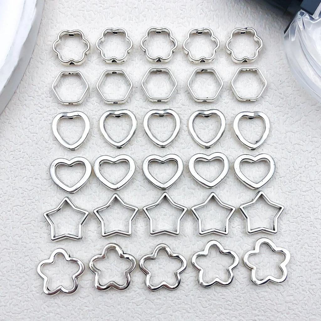 Zinc Alloy Hollow Heart Star Hexagon Connector Beads for DIY Bracelet Necklace Making