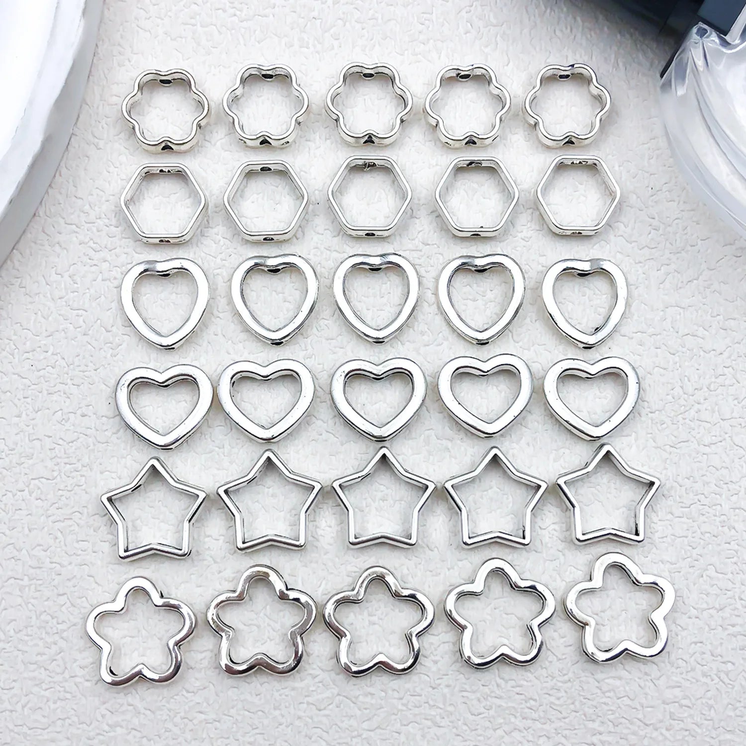 Zinc Alloy Hollow Heart Star Hexagon Connector Beads for DIY Bracelet Necklace Making