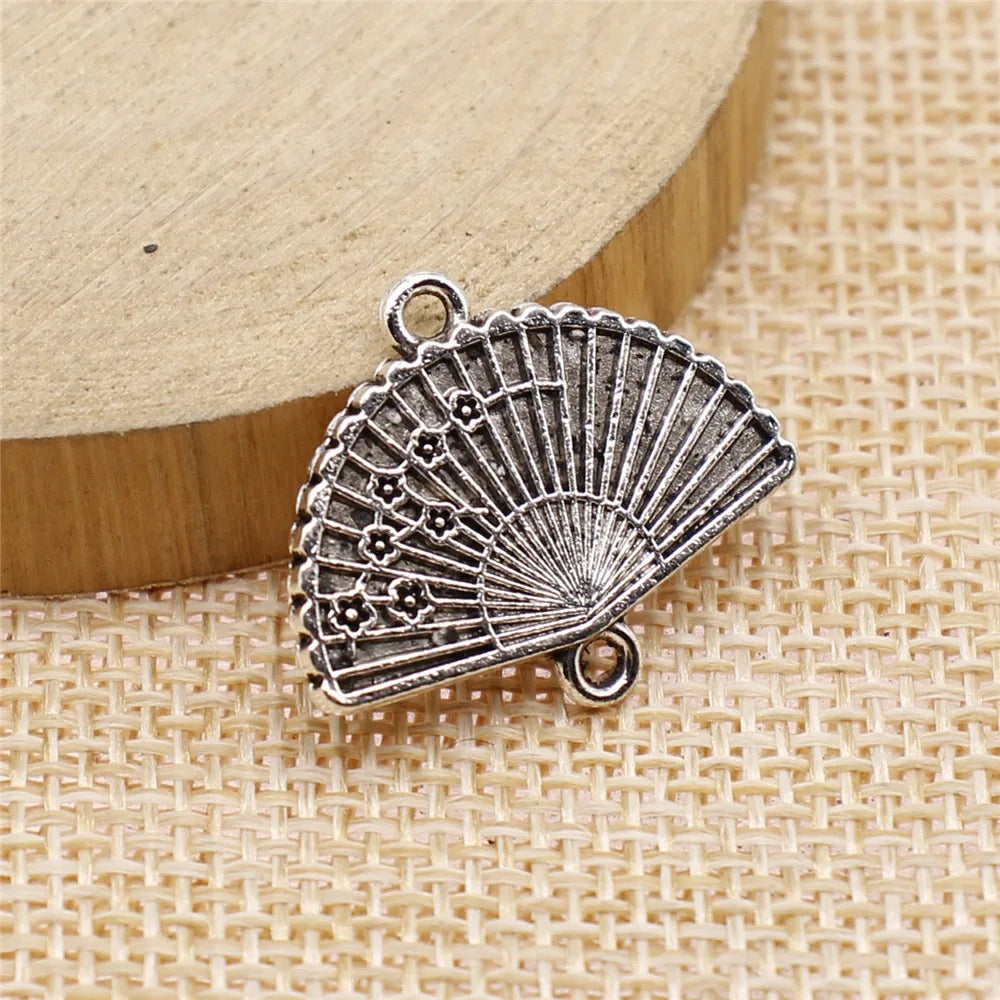 21x24mm 2.4g Antique Silver Zinc Alloy Fan Connector Charm for DIY Bracelet Necklace Jewelry Making