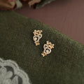 Old Money Gold Plated Copper Osmanthus Flower Gourd Zircon Stud Earrings