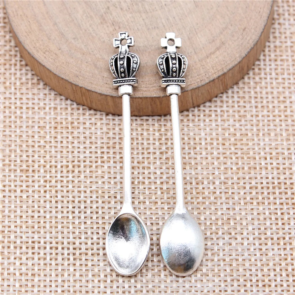 56x11mm 2.8g Multicolor Zinc Alloy Crown Spoon Charm Pendant for DIY Necklace Bracelet Jewelry Making