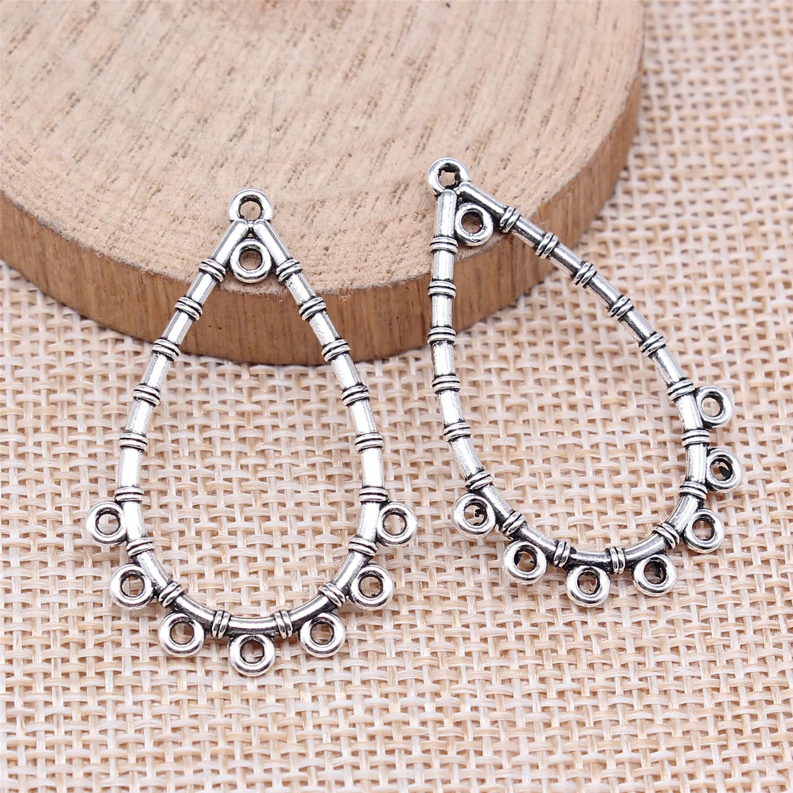 39x26mm 1.8g Multicolor Zinc Alloy Teardrop Earring Connector Charms for DIY Earrings Jewelry Making