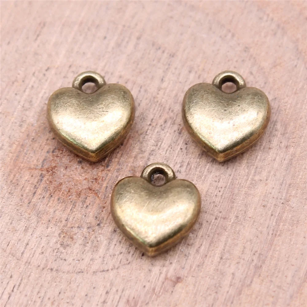 9x8mm 0.9g Multicolor zinc alloy 3D Heart charm pendant for DIY necklace bracelet making