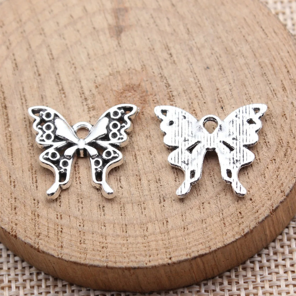 19x18mm 1.5g Antique Silver Zinc Alloy Butterfly Charm Pendant for DIY Necklace Bracelet Jewelry Making