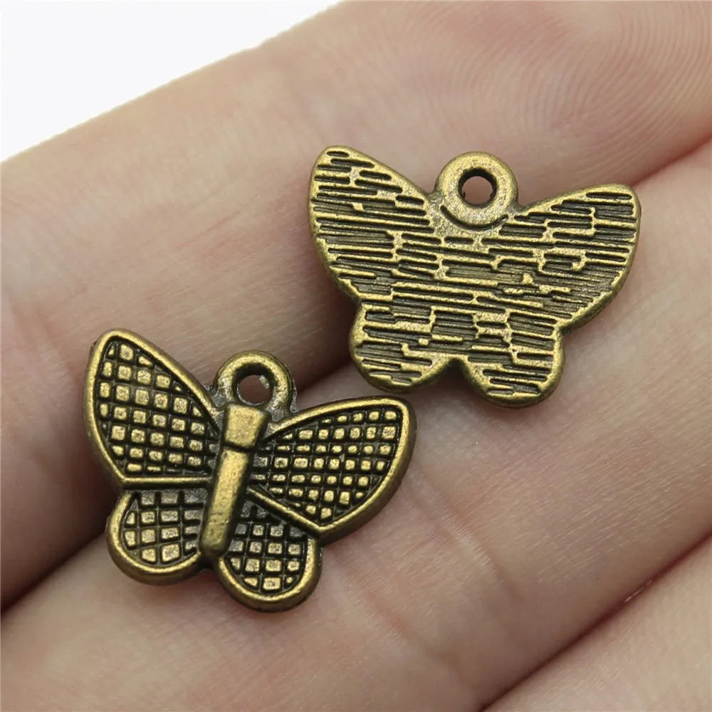 13x17mm 1.6g Multicolor Zinc Alloy Butterfly Charm Pendant for DIY Necklace Bracelet Making
