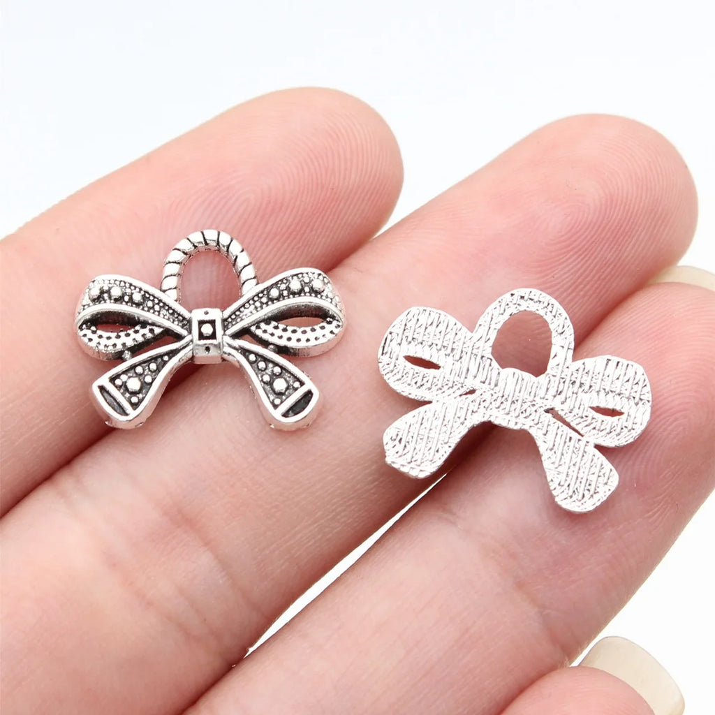 19x14mm 1.05g Antique Silver Zinc Alloy Bowknot Butterfly Charm Pendant for DIY Bracelet Necklace Jewelry