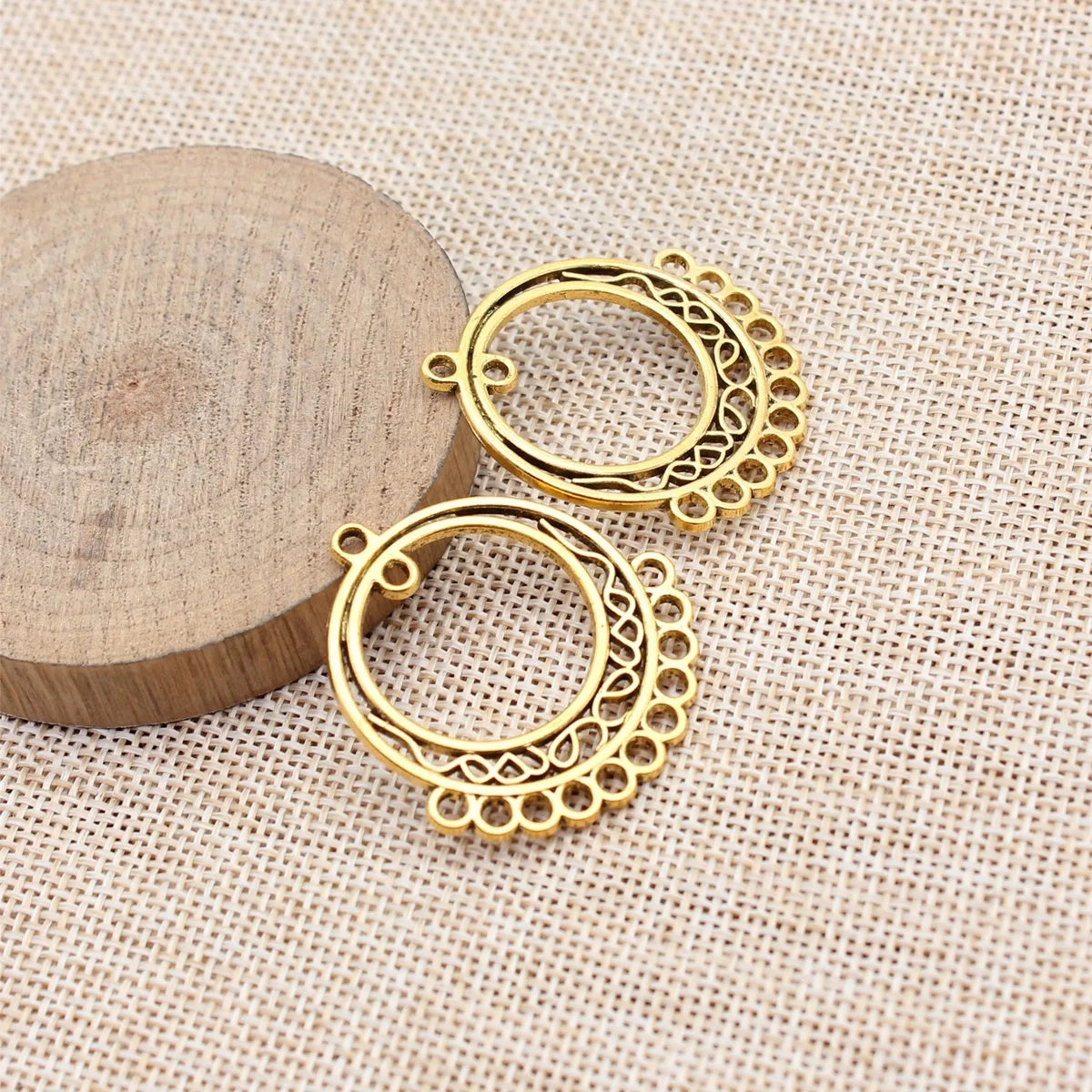 37x34mm 3.7g Multicolor Zinc Alloy Round Multi-Hole Earring Connector Charm for DIY Jewelry Making